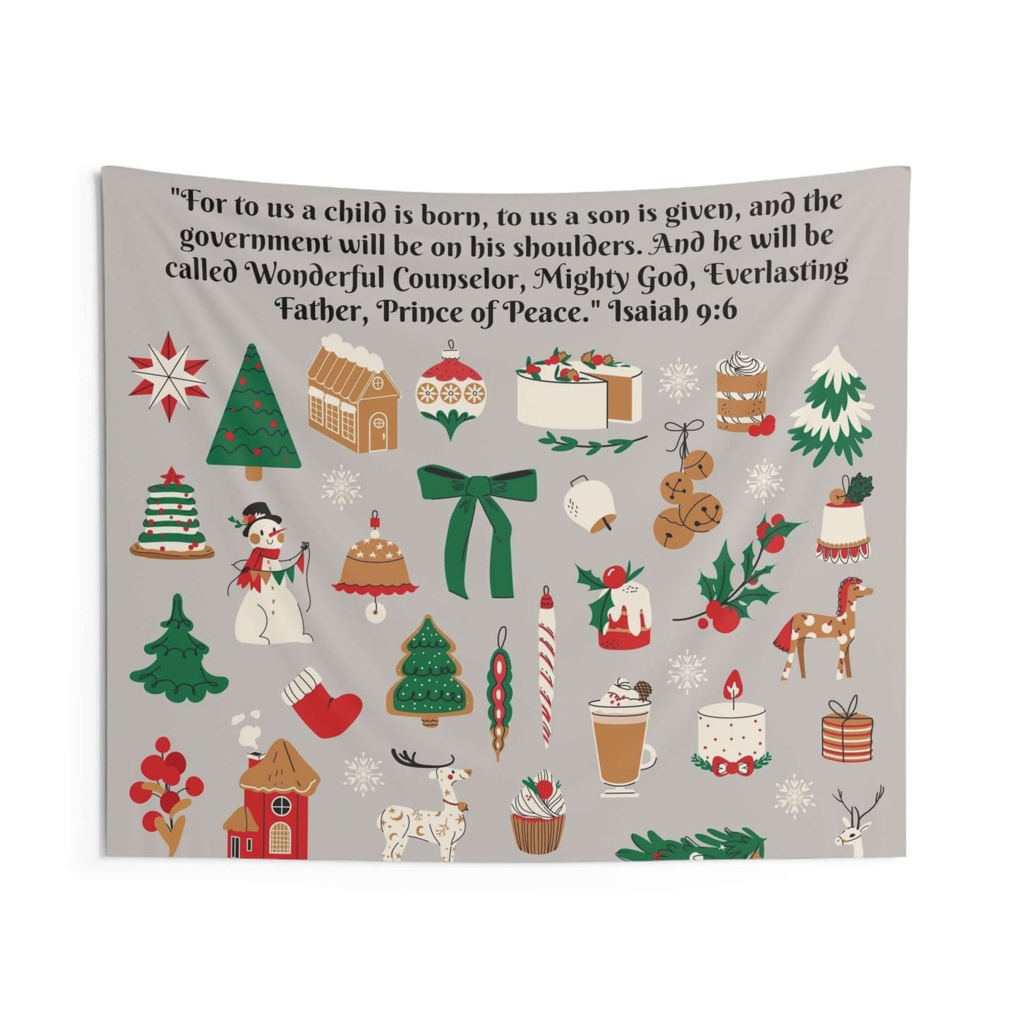 Festive Christmas Wall Tapestry - Isaiah 9:6 | Durable Polyester Decor | Accessories,All Over Print,AOP,Home & Living,Home Decor,Indoor,Summer Picks,Tapestry
