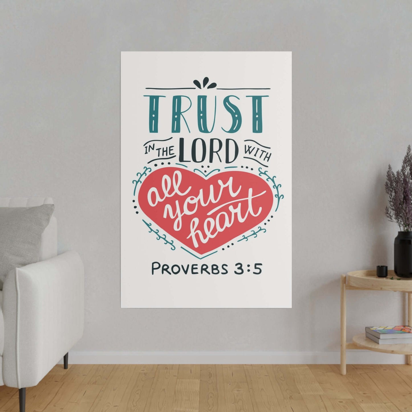 Inspirational Bedroom Canvas Art with Proverbs 3:5 - Eco-Friendly & Durable | Art & Wall Decor,Canvas,Decor,Eco-friendly,Hanging Hardware,Holiday Picks,Home & Living,Indoor,Matte,Seasonal Picks,Sustainable,Wall,Wood