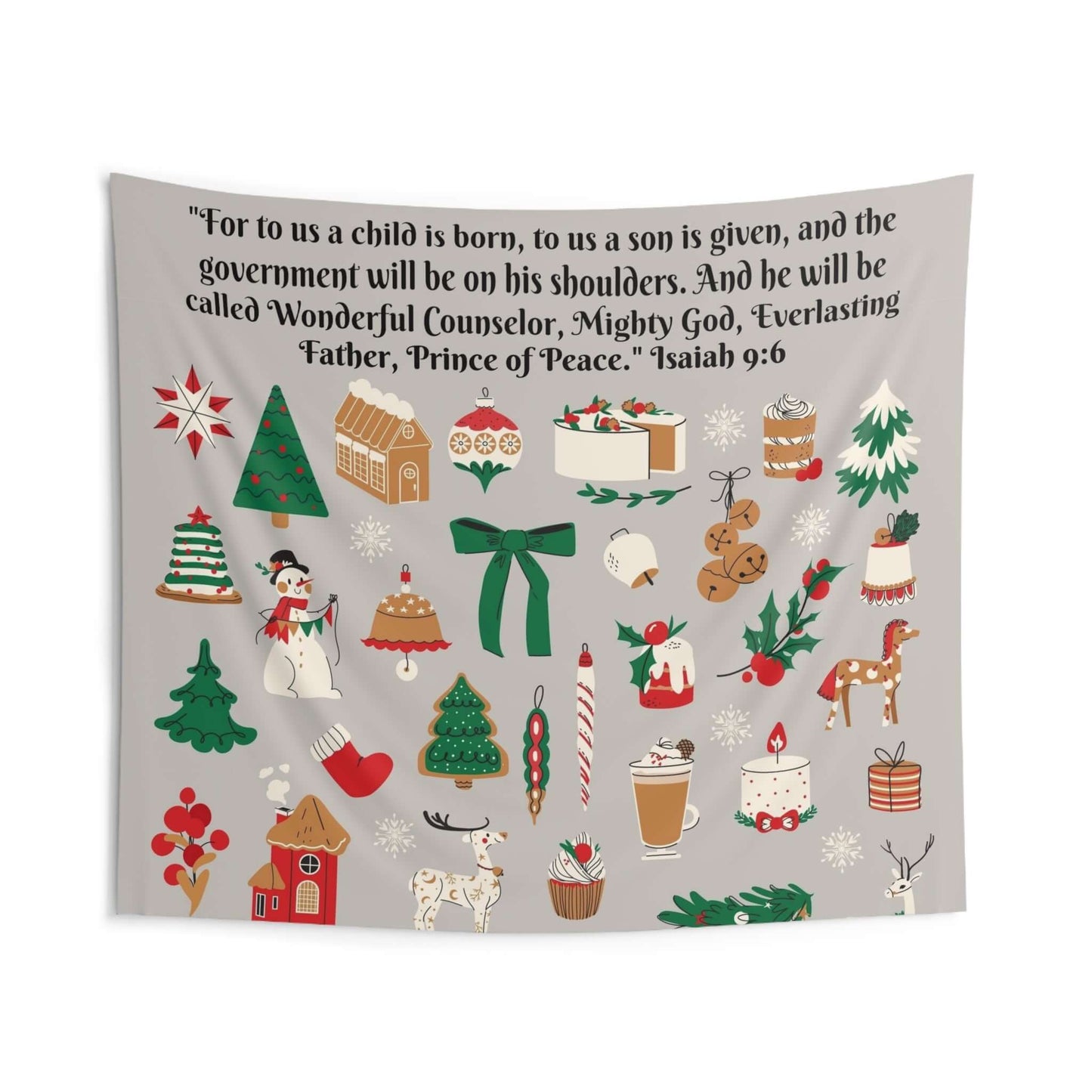 Festive Christmas Wall Tapestry - Isaiah 9:6 | Durable Polyester Decor | Accessories,All Over Print,AOP,Home & Living,Home Decor,Indoor,Summer Picks,Tapestry