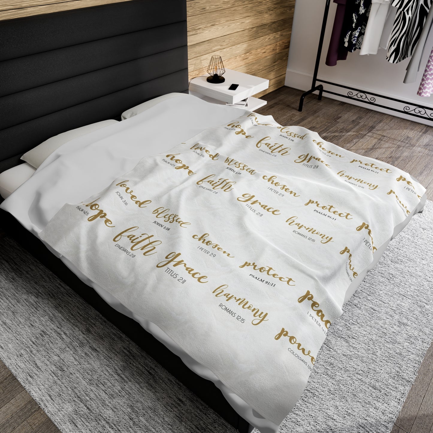 Bible Verse Blanket - Cozy Velveteen Plush Blanket with Inspirational Scripture | All Over Print,AOP,Bed,Bedding,Blankets,Home & Living,Sublimation,TikTok