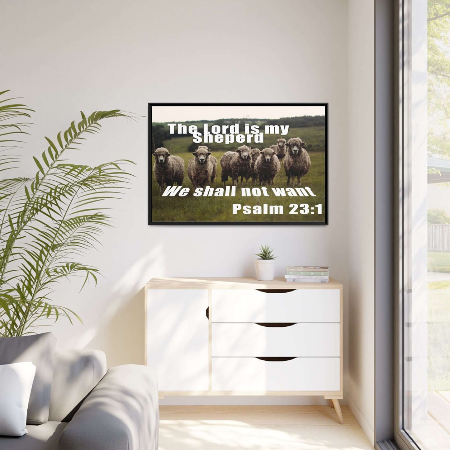 Elegant Canvas Painting with Frame - Psalm 23:1 | Art & Wall Decor,Canvas,Decor,Eco-friendly,Framed,Hanging Hardware,Home & Living,Summer Picks,Sustainable