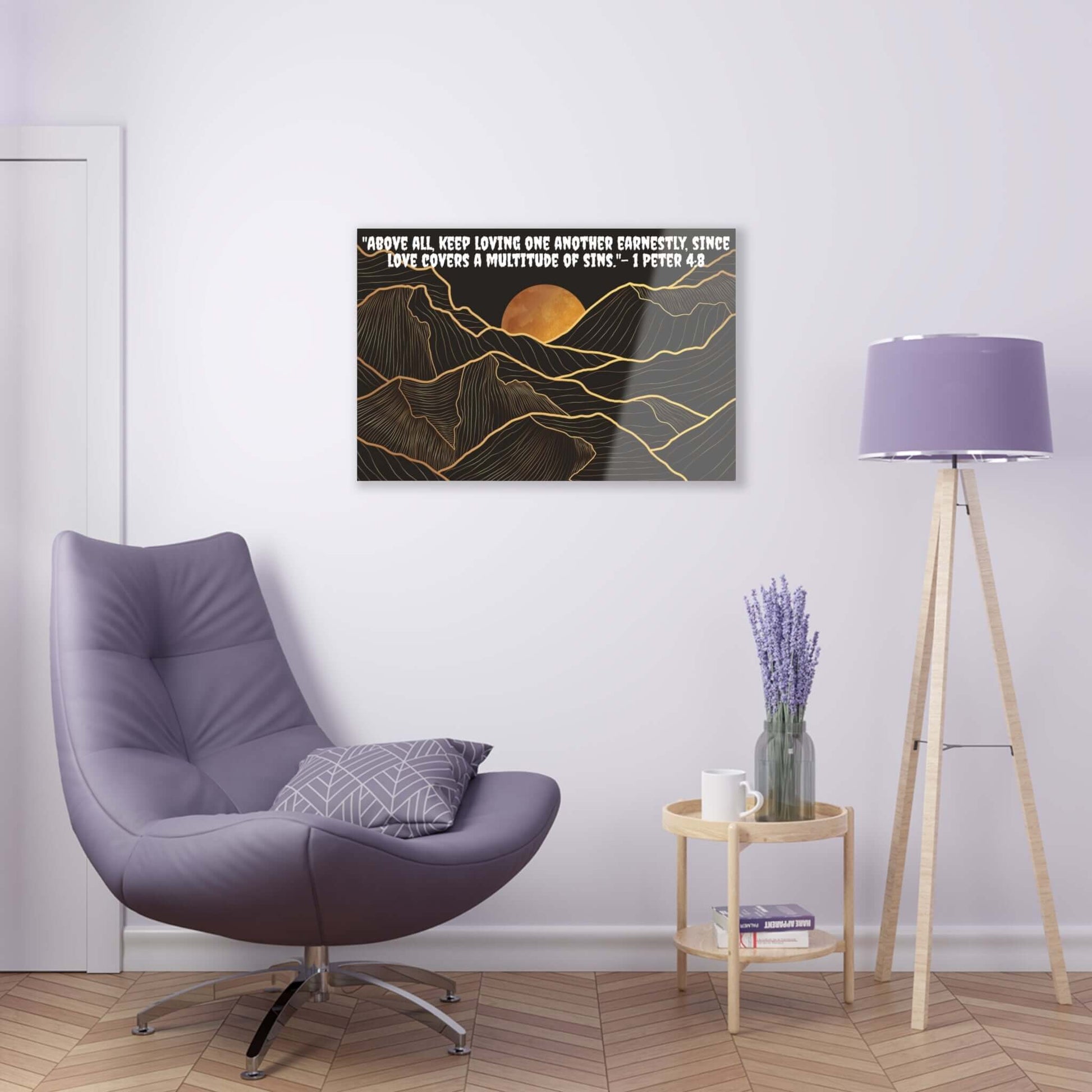 Abstract Black Wall Art - Acrylic Print with 1 Peter 4:8 | Art & Wall Decor,Assembled in the USA,Assembled in USA,Decor,Home & Living,Home Decor,Indoor,Made in the USA,Made in USA,Poster
