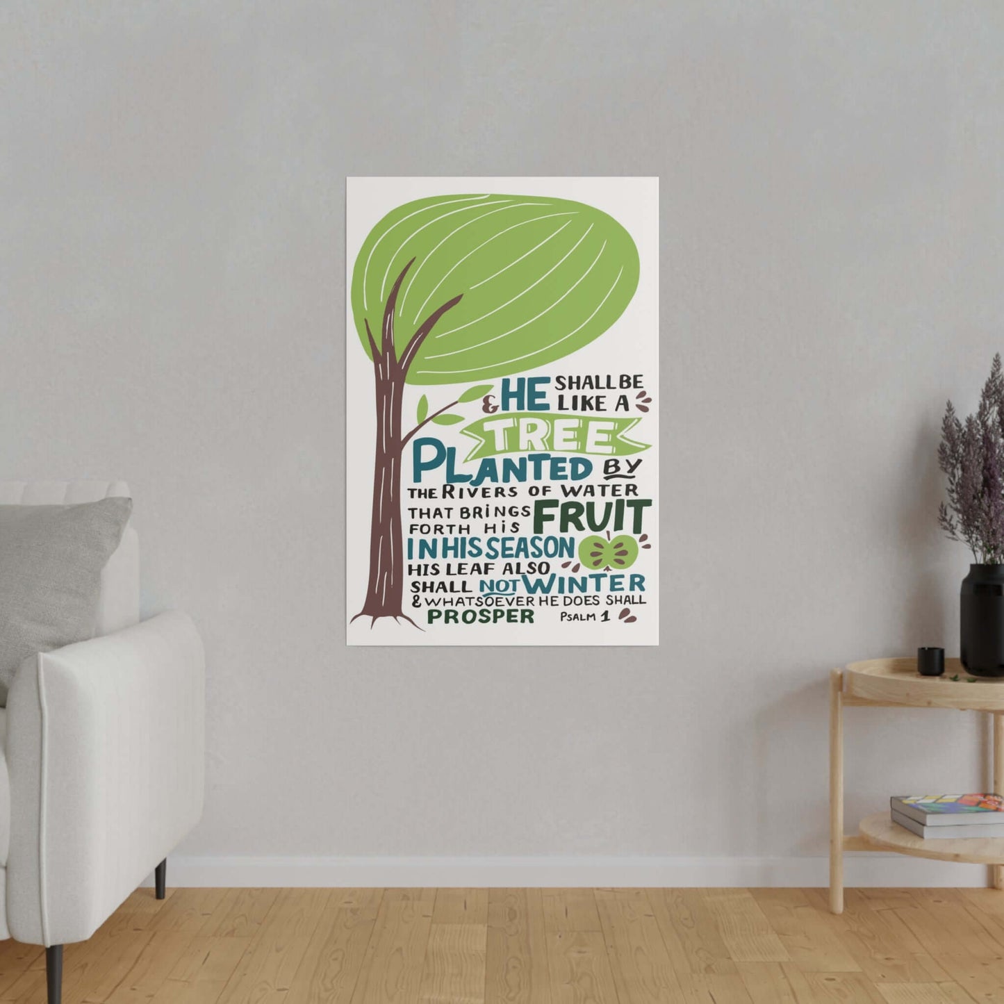 Unframed Painting Canvas with Psalm 1:3 - Durable & Eco-Friendly | Art & Wall Decor,Canvas,Decor,Eco-friendly,Hanging Hardware,Holiday Picks,Home & Living,Indoor,Matte,Seasonal Picks,Sustainable,Wall,Wood