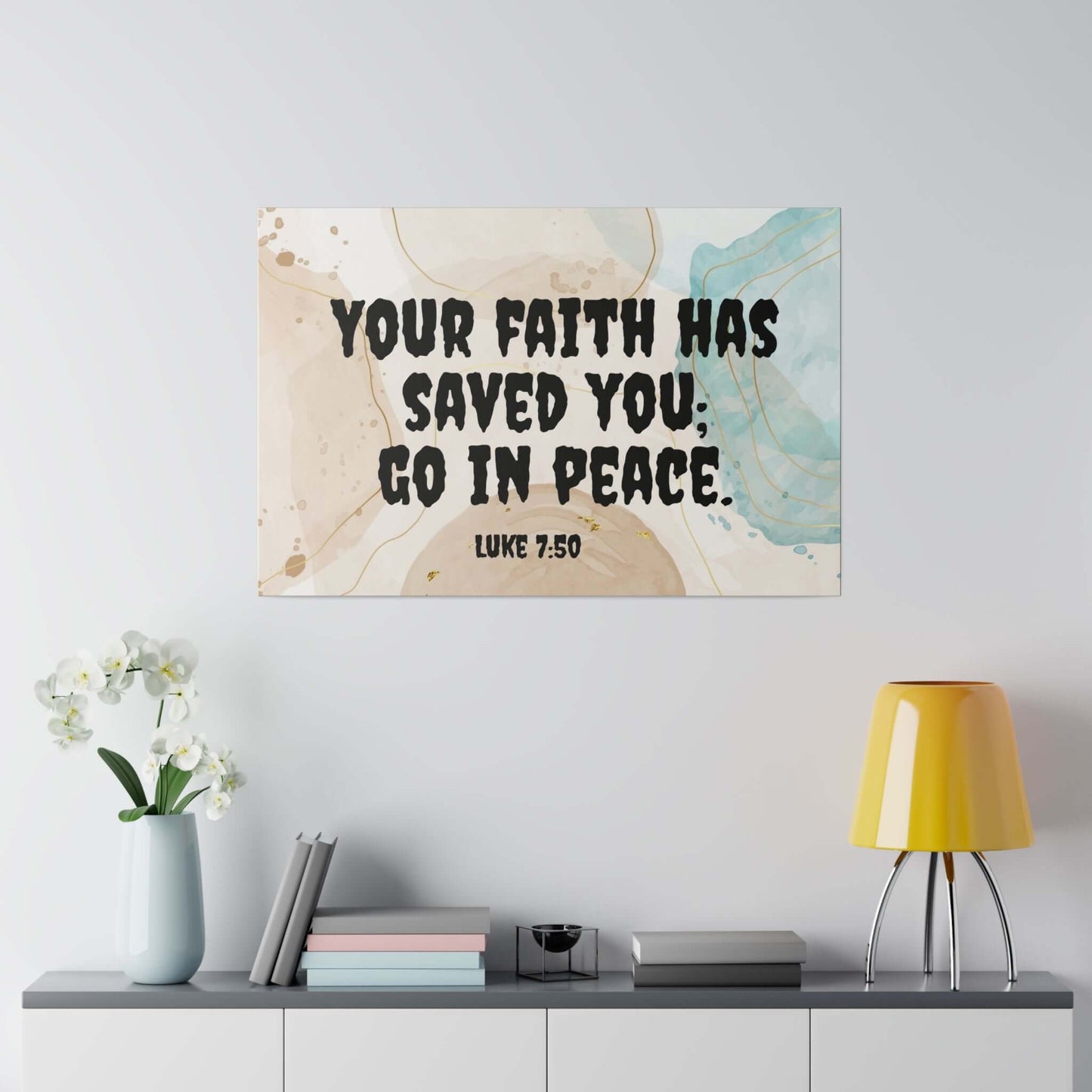 Abstract Canvas Wall Art with Luke 7:50 - Eco-Friendly and Durable | Art & Wall Decor,Canvas,Decor,Eco-friendly,Hanging Hardware,Holiday Picks,Home & Living,Indoor,Matte,Seasonal Picks,Sustainable,Wall,Wood