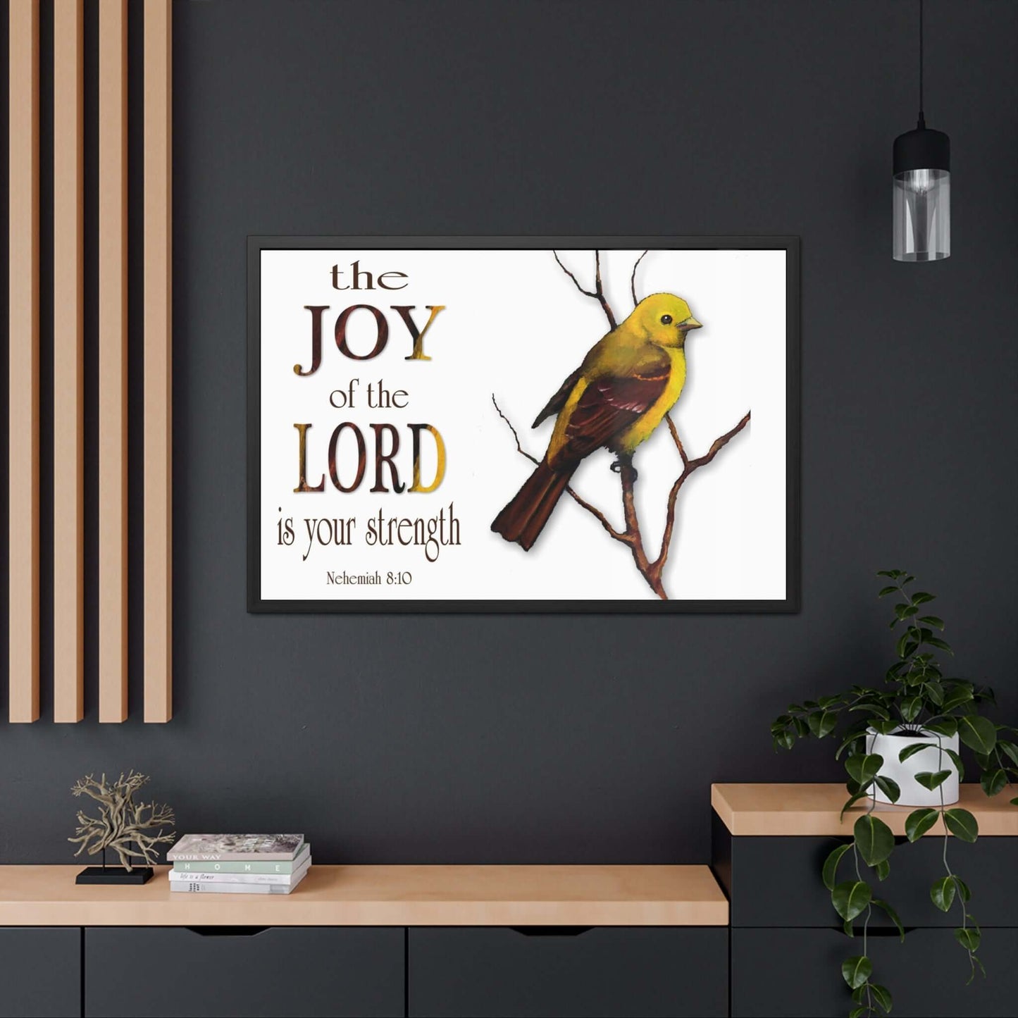 Framed Poster with Hand-Crafted Wooden Frame - Featuring Nehemiah 8:10 | Art & Wall Decor,Framed,Hanging Hardware,Home & Living,Poster,Posters