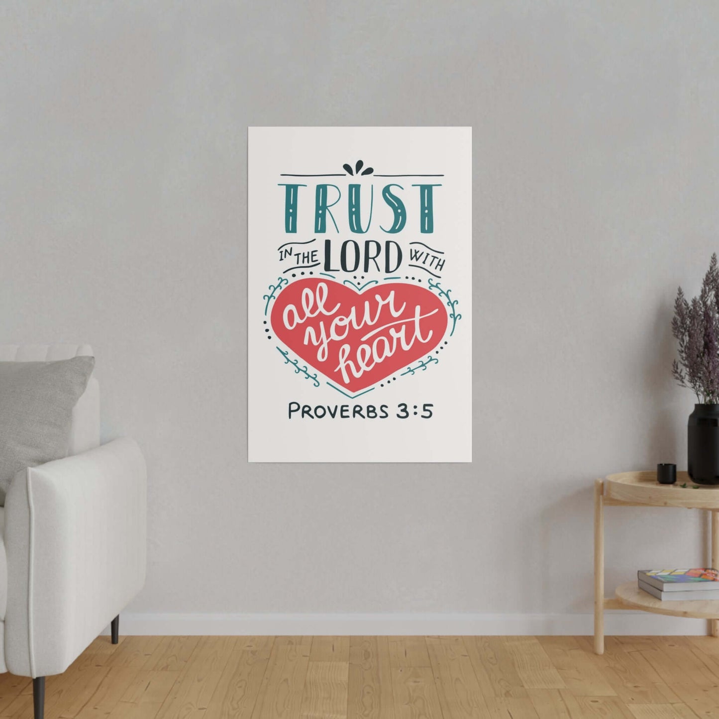 Inspirational Bedroom Canvas Art with Proverbs 3:5 - Eco-Friendly & Durable | Art & Wall Decor,Canvas,Decor,Eco-friendly,Hanging Hardware,Holiday Picks,Home & Living,Indoor,Matte,Seasonal Picks,Sustainable,Wall,Wood